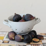 Creative Co-op STONEWARE BERRY BOWL WITH TWO HANDLES White