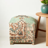 Blue Ocean Traders Handcrafted Turkish Rug Upholstered Stool