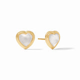 Julie Vos HEART STUD EARRINGS Iridescent Clear Crystal