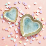 Creative Co-op GOLD EDGE STONEWARE HEART DISH