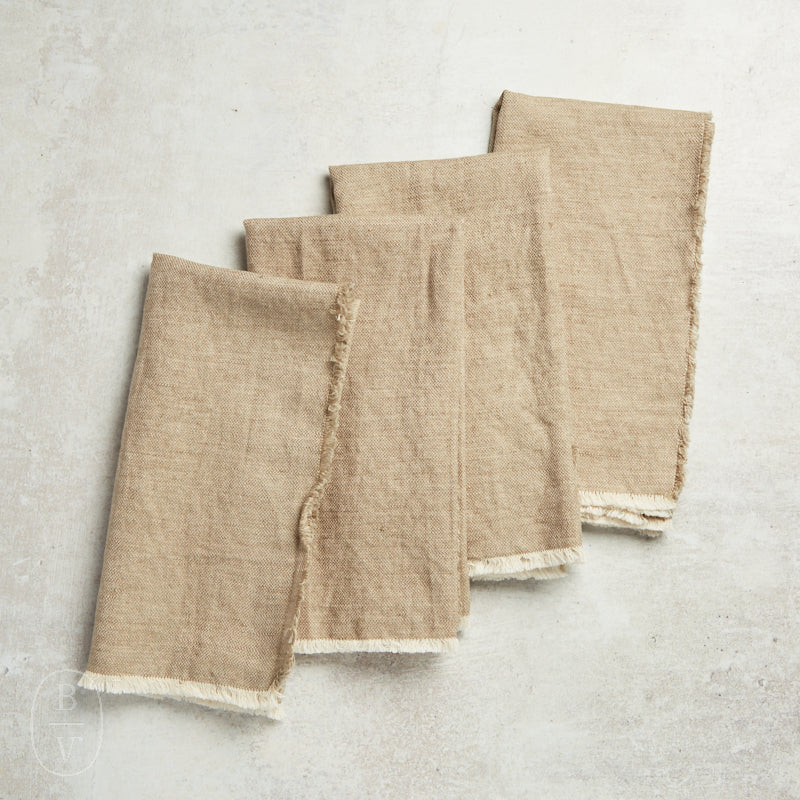 Deborah Rhodes WASHED FRINGE EDGE LINEN NAPKIN