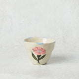 Creative Co-op STRIPED RIM FLOWER STONEWARE CUP Light Blue