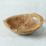 Creative Co-op TEAK BOWL WITH HANDLE