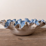 Dixie Pottery SEASIDE LARGE CURLEY BOWL GOLD RIM JULY 26 DROP
