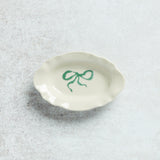 Creative Co-op STONEWARE SCALLOPED BOW DISH Emerald