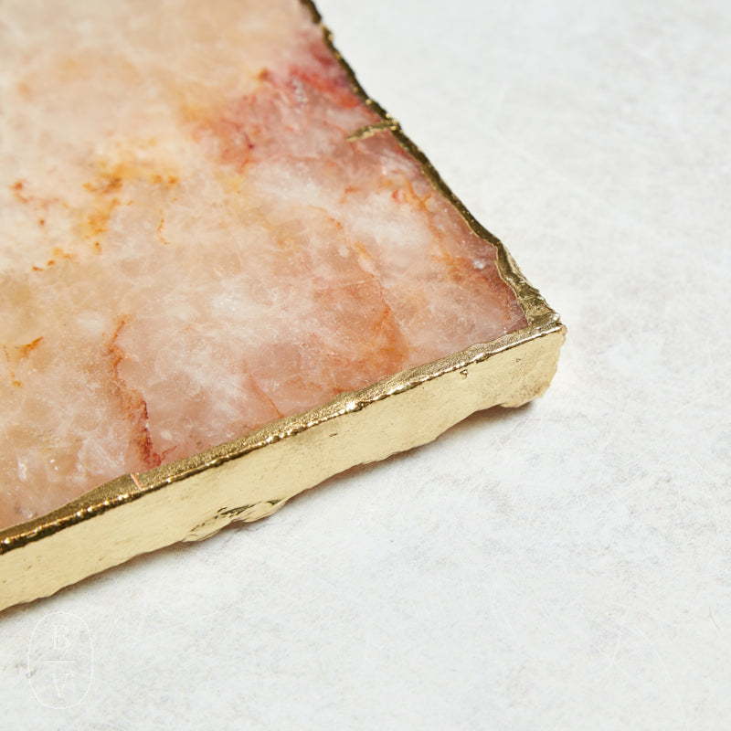 Creative Co-op GOLD EDGE AGATE TRAY