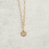 Virtue SHELL HEART STUDDED PAPERCLIP NECKLACE Gold