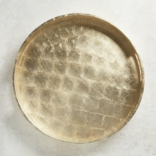 Park Hill Collection GREAT HOUSE ROUND FOILED TRAY Champagne Silver