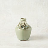 K and K Interiors CERAMIC VASE WITH RAISED FLOWERS