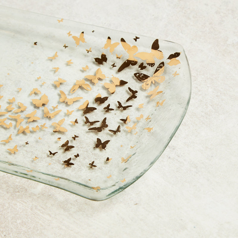 Annieglass BUTTERFLY RECTANGULAR TRAY Gold