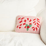 Peking Handicraft CANDY CANE JOY HOOKED PILLOW