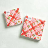 Boston International PINK PLAID LUNCH NAPKINS