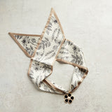 Virtue BLACK ORNATE FLOWER SCARF NECKLACE Taupe Foliage