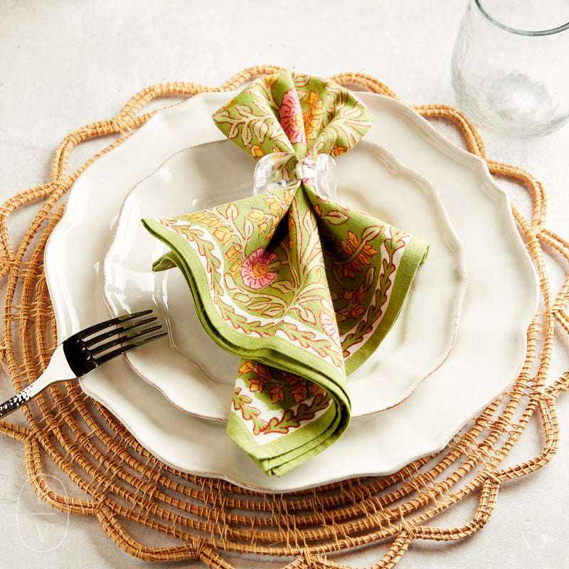 Pomegranate CACTUS FLOWER FERN NAPKIN SET OF 4