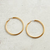 Virtue LARGE BRUSHED HOOP EARRINGS Gold