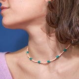 Ink and Alloy GLASS BEAD NECKLACE WITH EXTENSION 14"