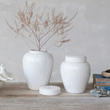 Creative Co-op DEBOSSED STONEWARE GINGER JAR WITH LID