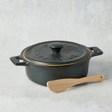 Creative Co-op STONEWARE BRIE BAKER WITH WOOD SPREADER Charcoal 7