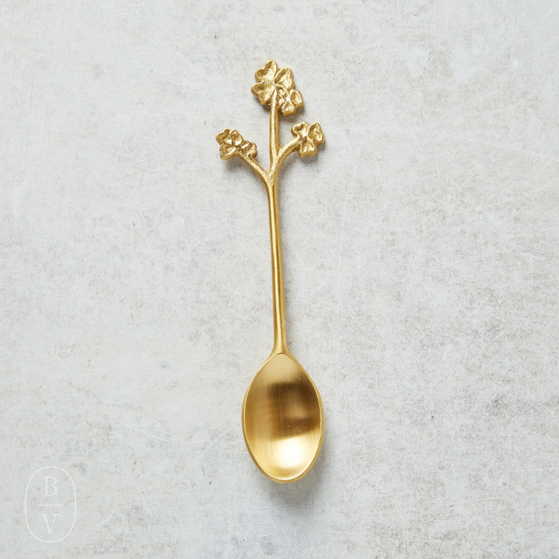 Creative Co-op BOTANICAL HANDLE BRASS SPOON Flowers