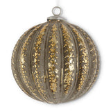 K and K Interiors DISTRESSED GLASS EMBOSSED ORNAMENT Gold Ball 7.75