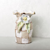 Dixie Pottery GOLD RIM SAK VASE NO 1 Mocha Check