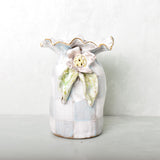 Dixie Pottery GOLD RIM SAK VASE NO 1 Blue Check