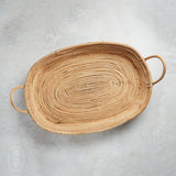Creative Co-op HANDWOVEN RATTAN TRAY WITH HANDLE Small