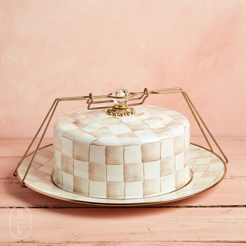 MacKenzie-Childs CAKE CARRIER Mocha Check