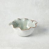 Creative Co-op REACTIVE GLAZE STONEWARE RUFFLE BOWL Blue
