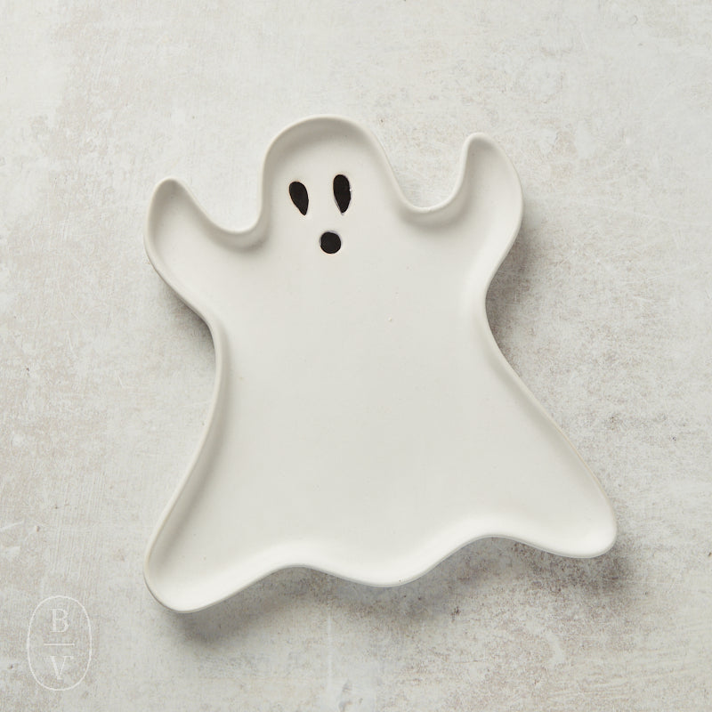 Creative Co-op STONEWARE GHOST PLATE