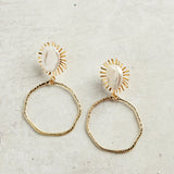 Virtue SUN PEARL POST GOLD BRANCH HOOP EARRINGS White