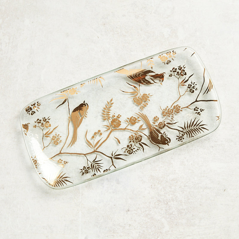 Annieglass BIRDSONG SMALL RECTANGULAR TRAY Gold