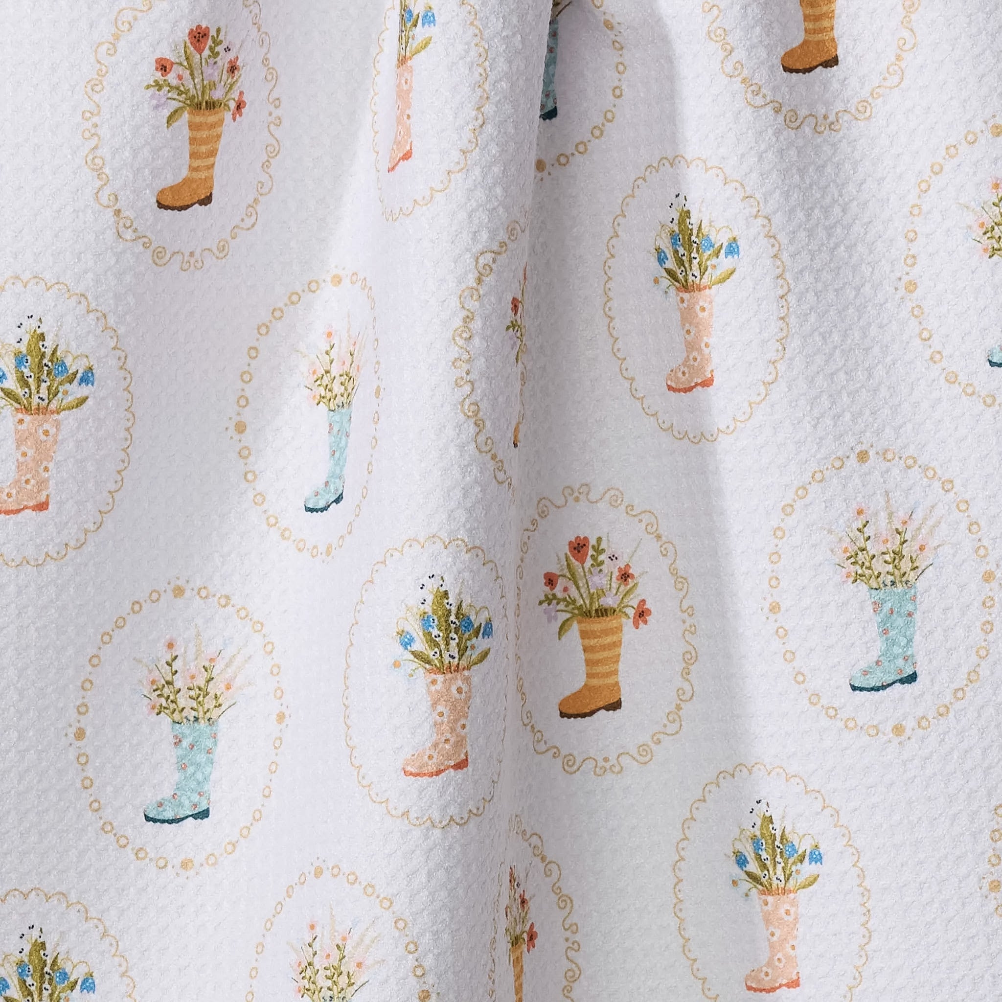 Geometry RAINBOOTS IN BLOOM TEA TOWEL