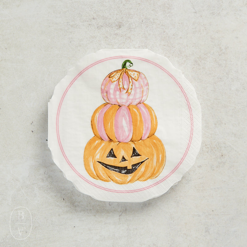 Boston International PINK PUMPKIN STACK SHAPED LUNCHEON NAPKINS