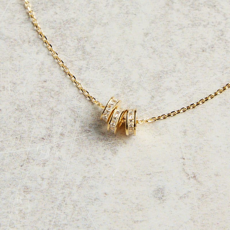 Elyssa Bass Designs THREE DISC PAVE CZ NECKLACE Gold