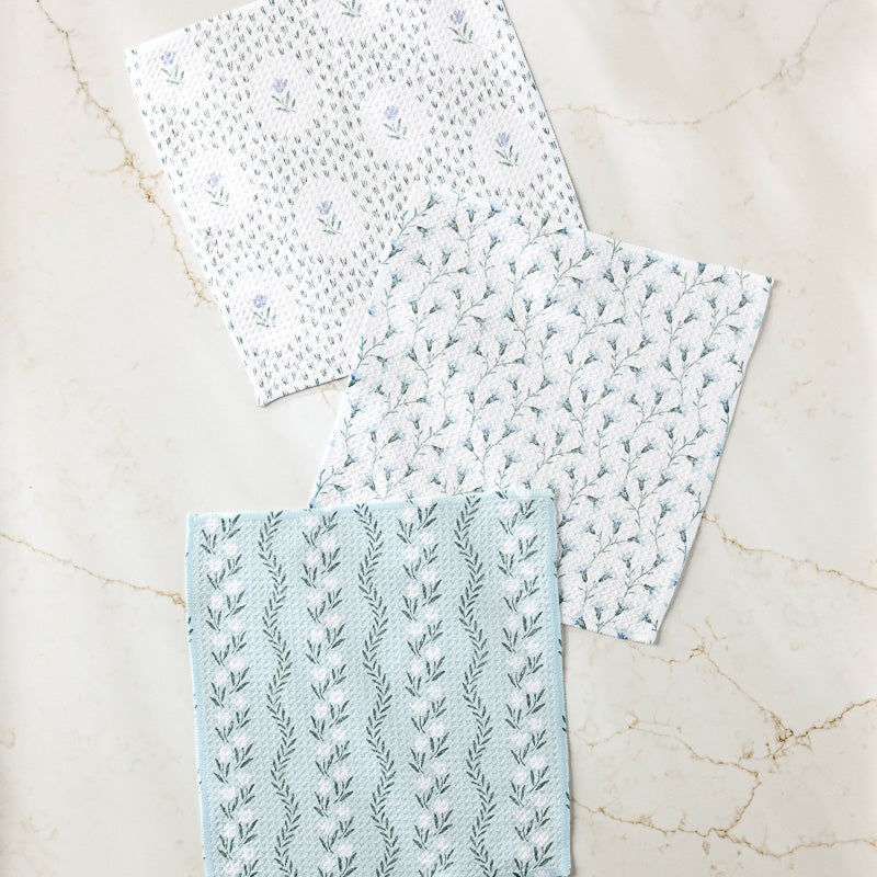 Geometry TRAILING FARMHOUSE FLORALS DISHCLOTH SET OF 3