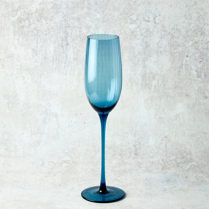 Zodax MADELEINE CHAMPAGNE FLUTE GLASS Blue Azure