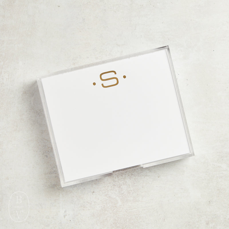 Black Ink GOLD FOIL LARGE INITIAL NOTEPAD S
