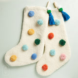 Peking Handicraft COLORFUL POM POM HOOKED STOCKING