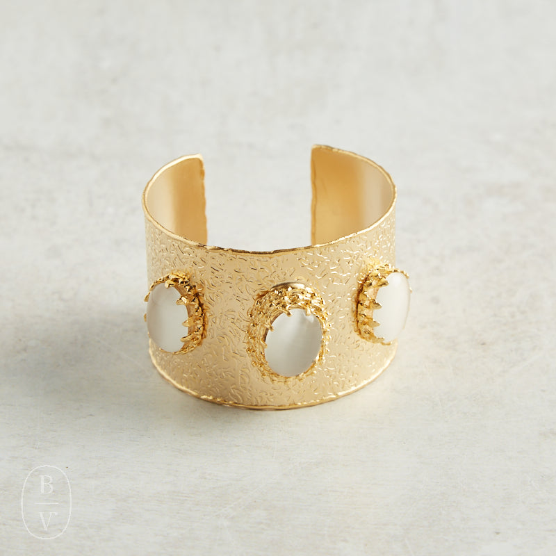 Virtue THE TRINITY LUXE TRIPLE STONE CUFF White