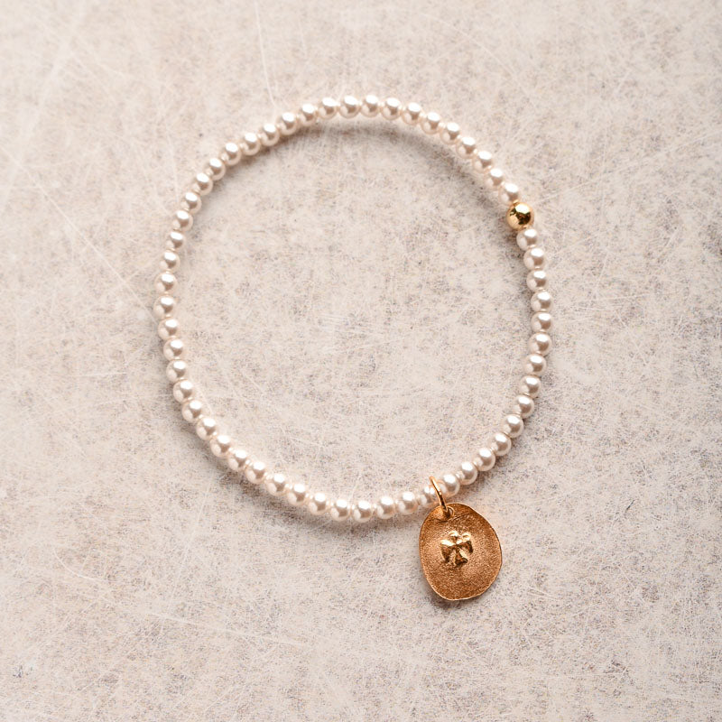 eNewton Design CLASSIC PEARL CHARM BRACELET Inspire Small Gold 3mm