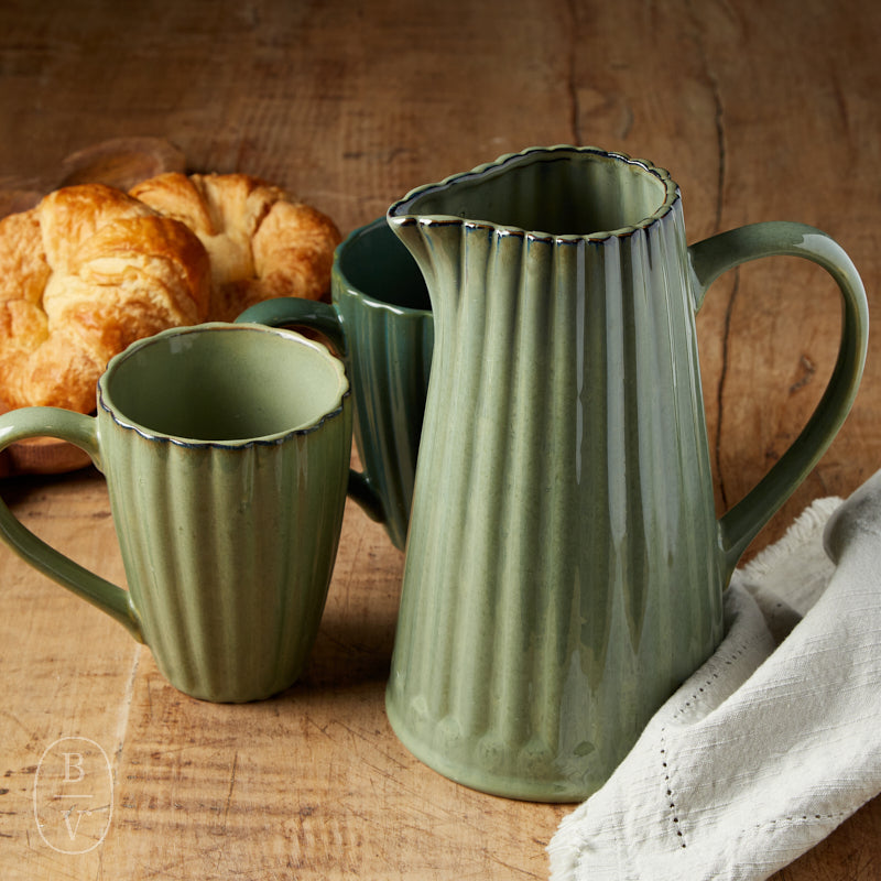 Creative Co-op STONEWARE RIBBED PITCHER