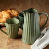 Creative Co-op STONEWARE RIBBED PITCHER