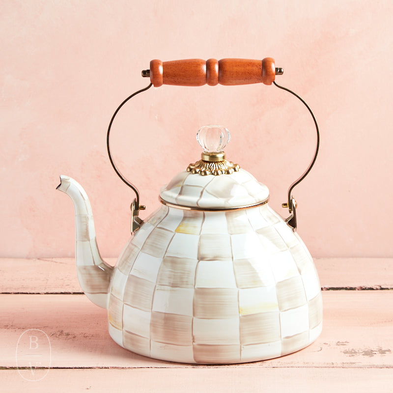 MacKenzie-Childs TEA KETTLE Mocha Check