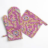 Pomegranate CLIMBING DAHLIA OVEN MITT SET OF 2