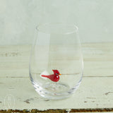 Creative Co-op HOLIDAY STEMLESS WINE GLASS WITH FIGURE Cardinal