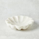 Creative Co-op CARVED MARBLE FLOWER SHAPED DISH