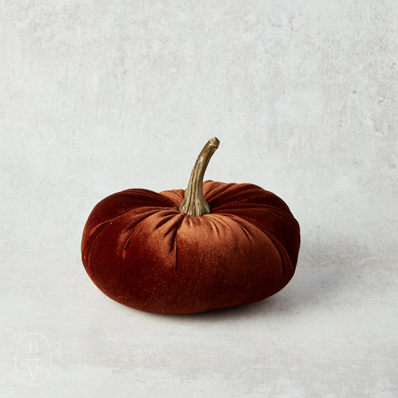 K and K Interiors VELVET STUFFED PUMPKIN Burgundy 6.25