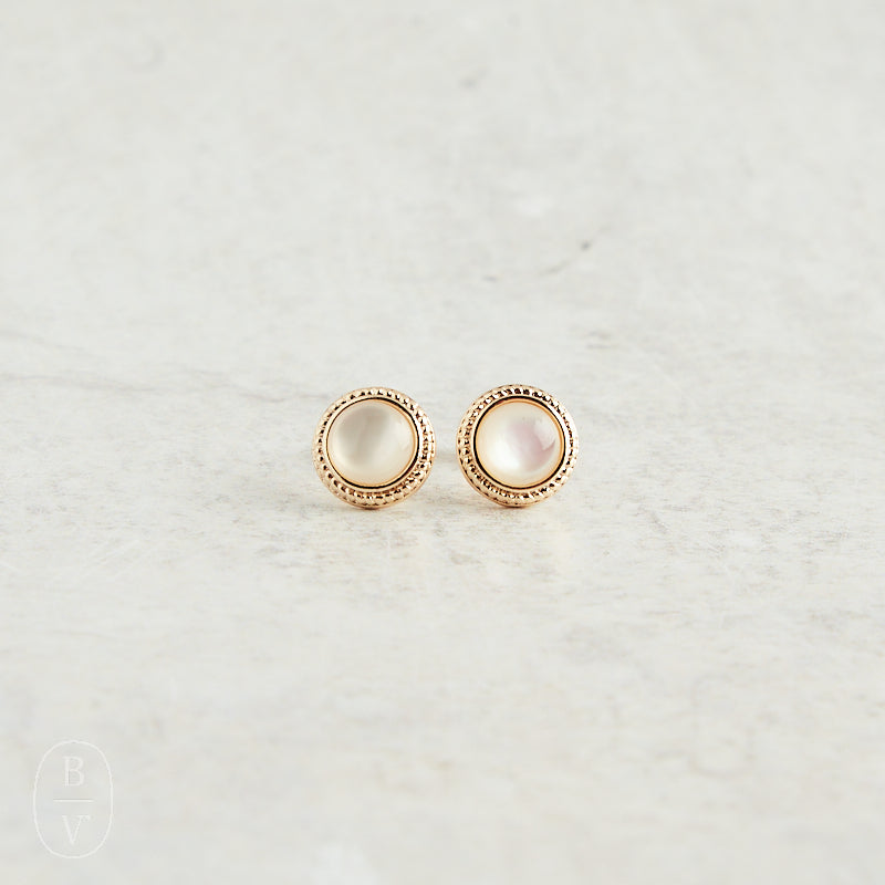 Virtue ABALONE PETITE ROPE TRIM STUD EARRINGS Circle Gold