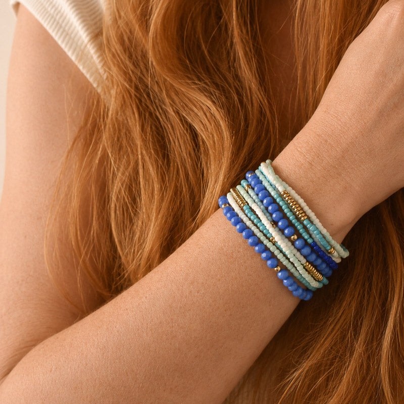 Golden Stella MULTI ROW STRETCH COLOR BRACELET Aqua
